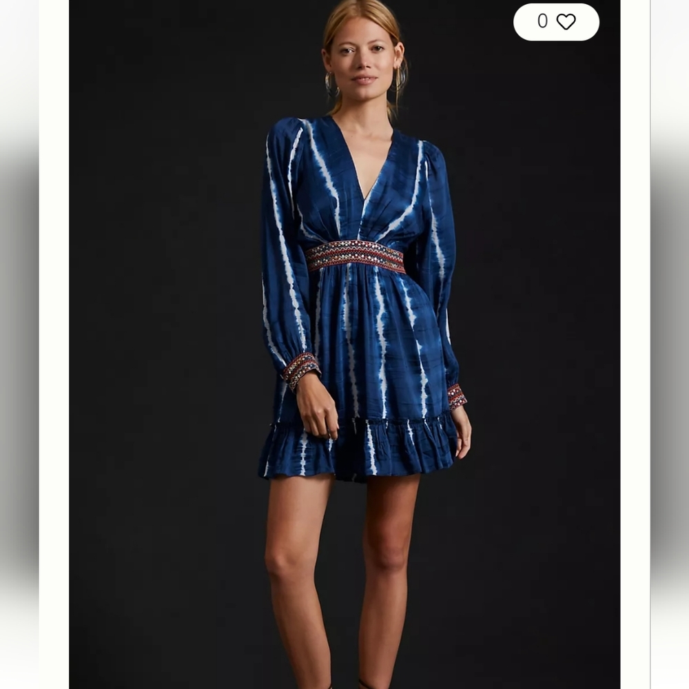 Verb by Pallavi Singhee Beaded Tie Dye Mini Dress